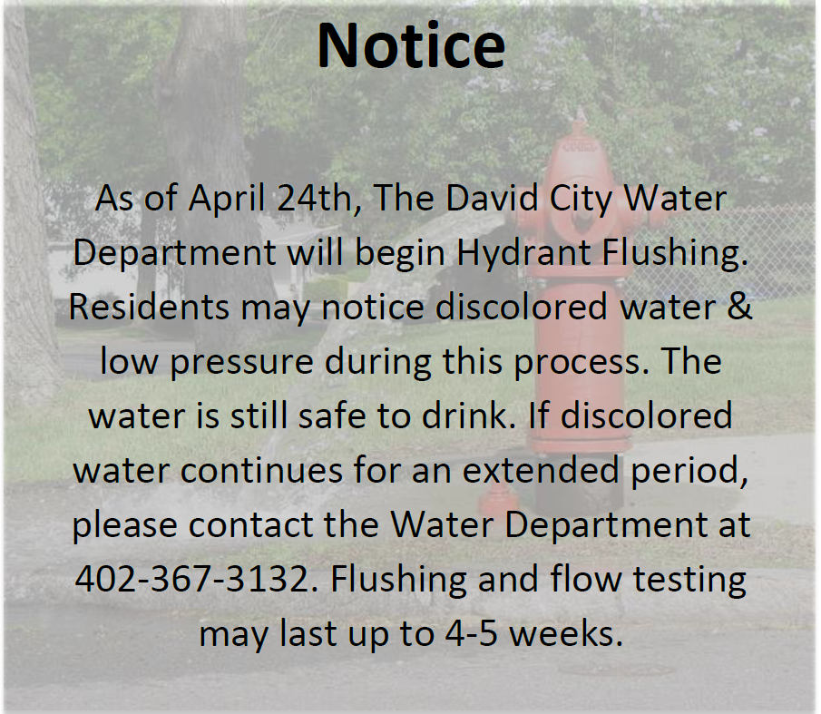 City of David City Spring Hydrant Flushing