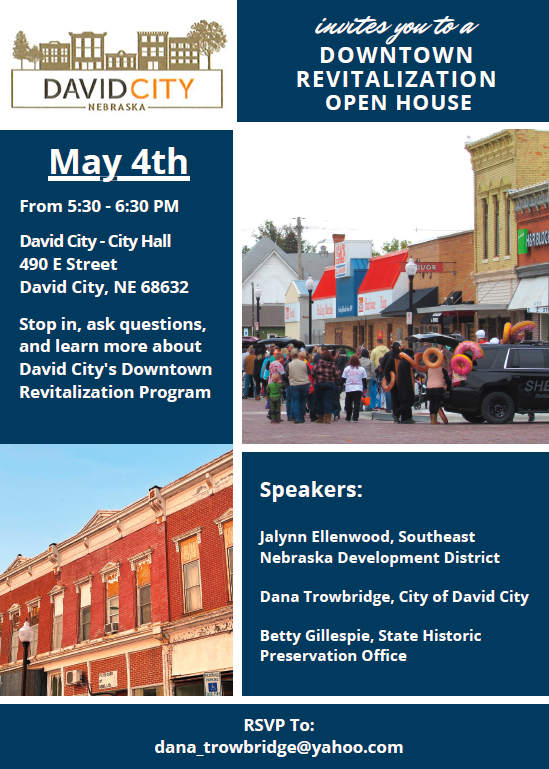 City of David City Downtown Revitalization Open House May 4, 2023
